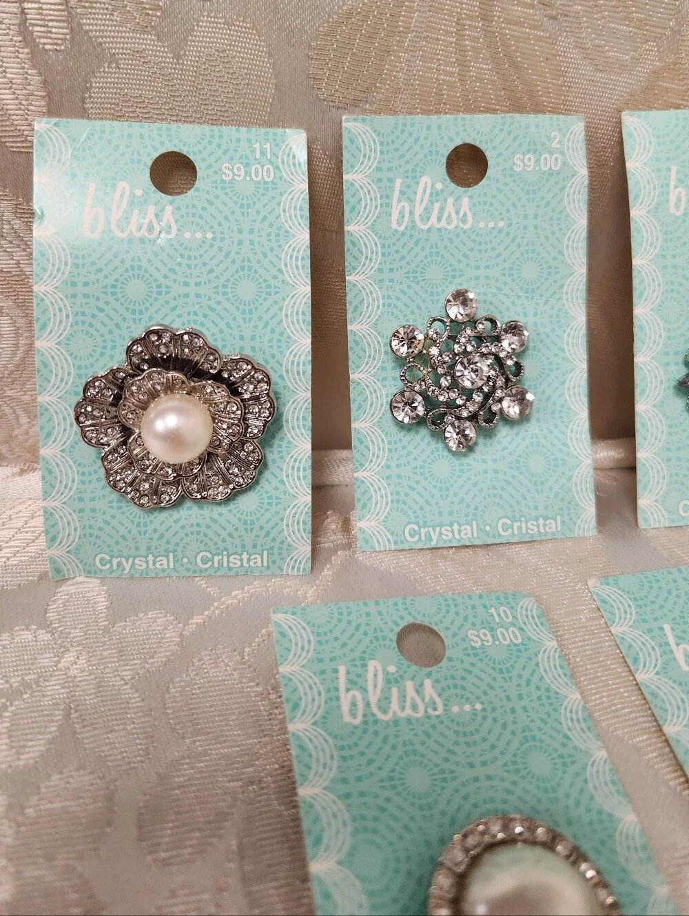 Crystal Buttons LOT of 7 NWT Bliss...